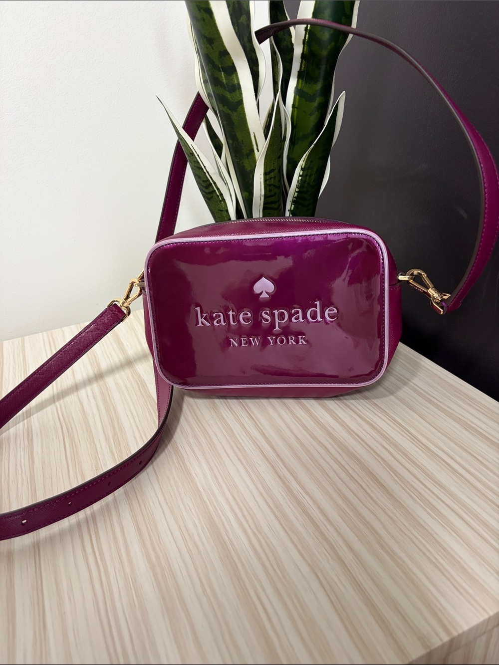 kate spade NWT! “Oh Snap” Mini Camera Crossbody bag in Dark Raspberry!! NWT!!
